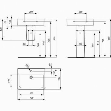 Раковина Ideal Standard Connect Cube E8109MA 70 см