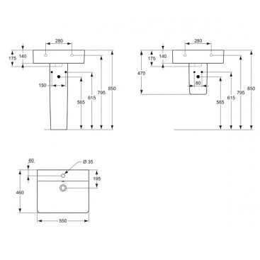 Раковина Ideal Standard Connect Cube E8113MA 55 см