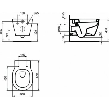 Комплект Ideal Standard Connect Rimless E8822301PC15 3 в 1