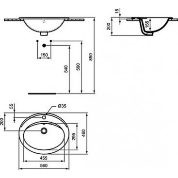 Раковина Ideal Standard Simplicity E874901 56 см