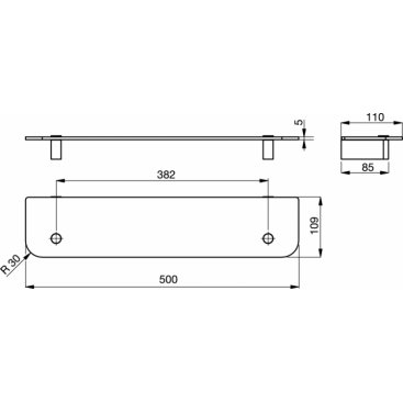 Полка стеклянная Ideal Standard Connect N1392AA 50 см