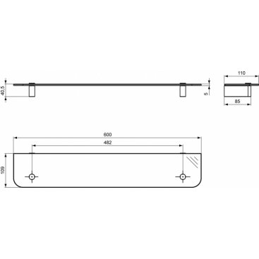 Полка стеклянная Ideal Standard Connect N1394AA 60 см