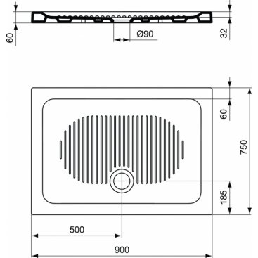 Поддон керамический Ideal Standard Connect T267201 90x75