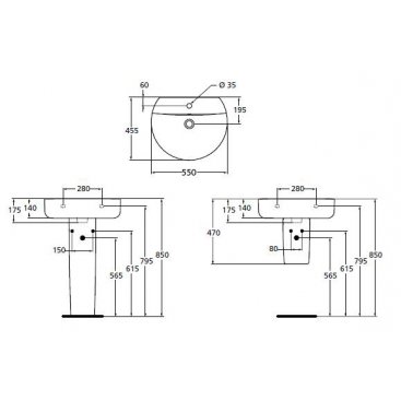 Раковина Ideal Standard Connect Sphere E7864MA 55 см