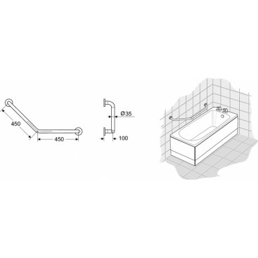 Поручень изогнутый Ideal Standard Contour 21 S6472AC