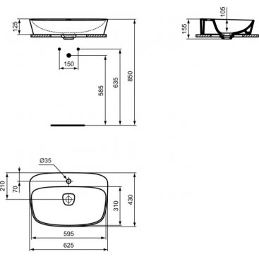 Раковина Ideal Standard Dea T044501 62 см