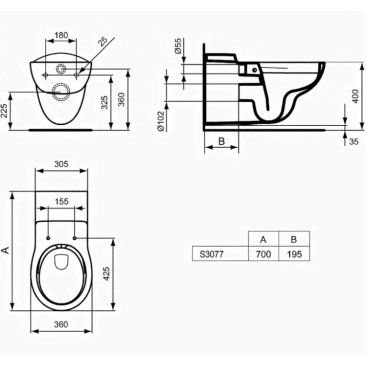 Комплект Ideal Standard Contour 21 Rimless S306901RT 4 в 1