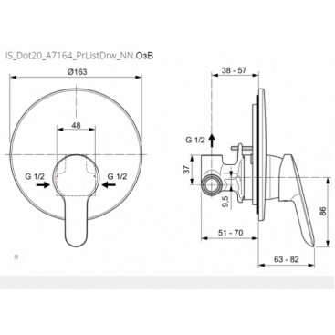 Смеситель для душа Ideal Standard Dot 2.0 A7164AA