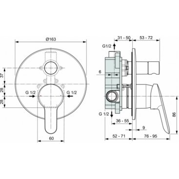 Смеситель для ванны Ideal Standard Dot 2.0 A7165AA