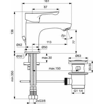 Смеситель для раковины Ideal Standard Dot 2.0 BC320AA