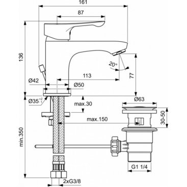 Смеситель для раковины Ideal Standard Dot 2.0 BC321AA