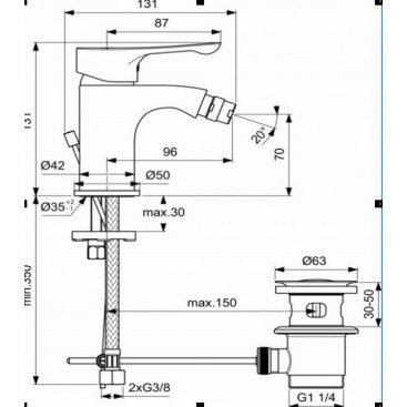 Смеситель для биде Ideal Standard Dot 2.0 BC323AA