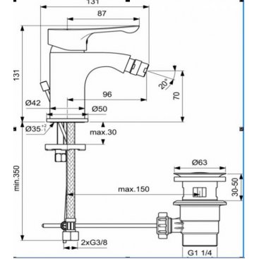 Смеситель для биде Ideal Standard Dot 2.0 BC324AA