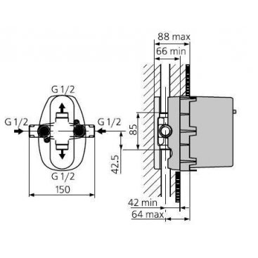 Встраиваемый комплект для термостатов Ideal Standard A2354NU