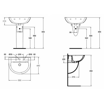 Раковина Ideal Standard Evrovit W434001 55 см