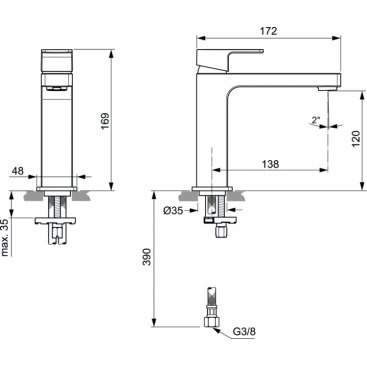 Смеситель для раковины Ideal Standard Edge Grande A7108AA