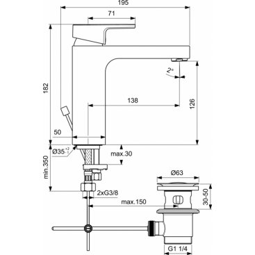 Смеситель для раковины Ideal Standard Edge Project Grande A7109AA