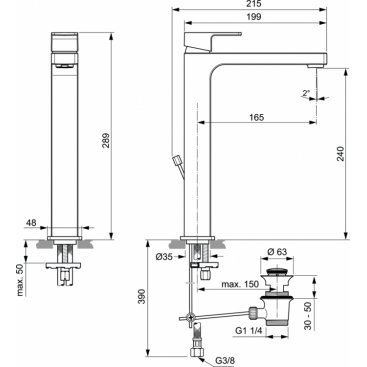 Смеситель для раковины Ideal Standard Edge Vessel A7112AA