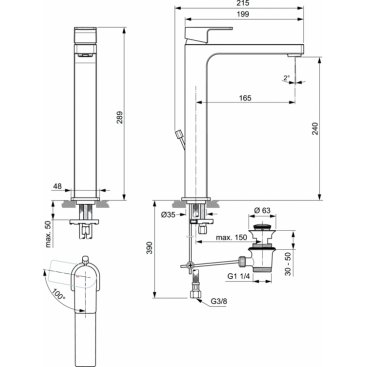 Смеситель для раковины Ideal Standard Edge Vessel A7113AA