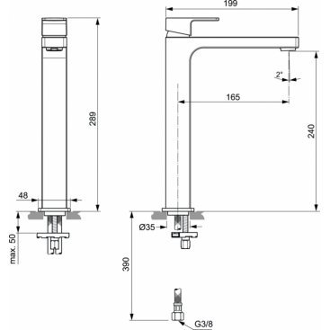 Смеситель для раковины Ideal Standard Edge Vessel A7114AA