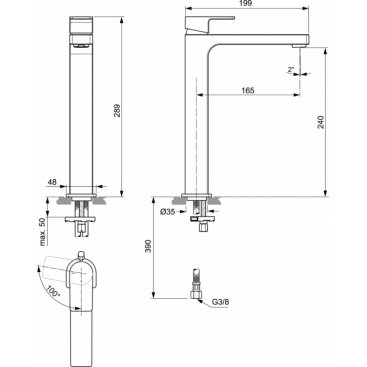 Смеситель для раковины Ideal Standard Edge Vessel A7115AA