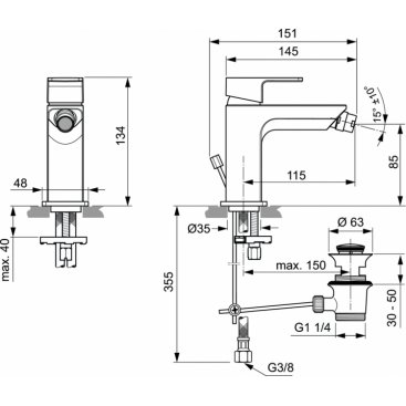 Смеситель для биде Ideal Standard Edge A7118AA