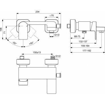 Смеситель для ванны Ideal Standard Edge A7121AA