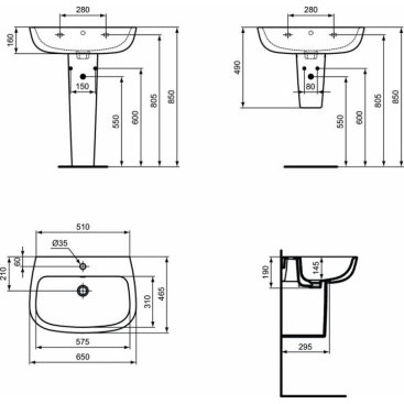 Раковина Ideal Standard Esedra T279701 65 см