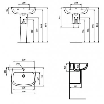 Раковина Ideal Standard Esedra T279801 60 см