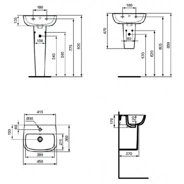 Раковина Ideal Standard Esedra Guest T281101 45 см