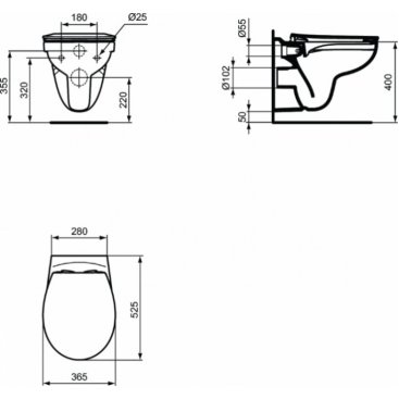 Комплект Ideal Standard Eurovit Rimless W660101 3 в 1