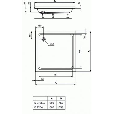 Поддон акриловый Ideal Standard Hotline K276501 90x90