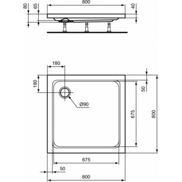 Поддон акриловый Ideal Standard Hotline K276601 80x80