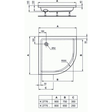 Поддон акриловый Ideal Standard Hotline K277601 90x90