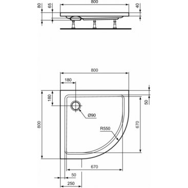 Поддон акриловый Ideal Standard Hotline K277901 80x80