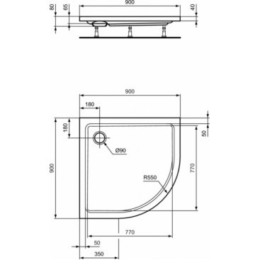 Поддон акриловый Ideal Standard Hotline K278001 90x90