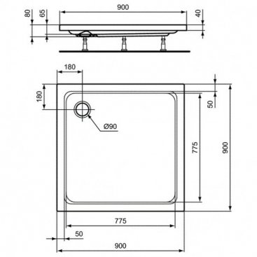 Поддон акриловый Ideal Standard Hotline K276701 90x90