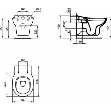 Комплект Ideal Standard Contour 21 Rimless S312801AA15 3 в 1 детский