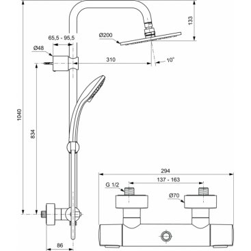 Душевая стойка Ideal Standard Idealrain Soft A5686AA