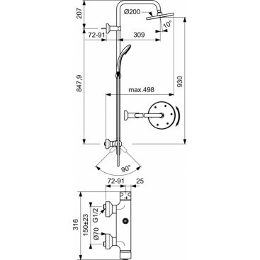 Душевая стойка Ideal Standard Idealrain Eco B1098AA