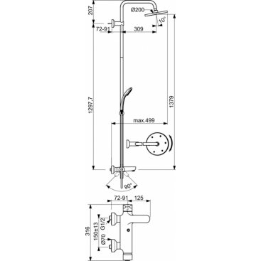 Душевая стойка Ideal Standard Idealrain Eco B1377AA