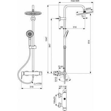 Душевая стойка Ideal Standard Idealrain Eco Evo B2266AA