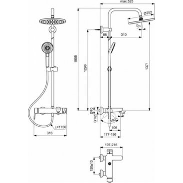 Душевая стойка Ideal Standard Idealrain Eco Evo B2267AA