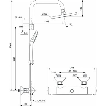 Душевая стойка Ideal Standard Idealrain Eco Evo A6942AA