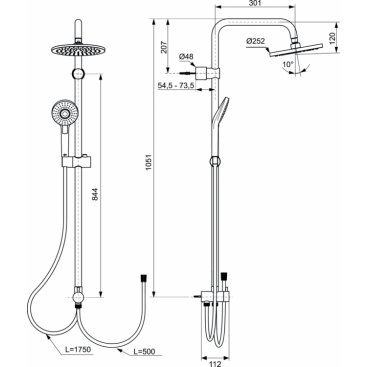 Душевая стойка Ideal Standard Idealrain Eco Evo A6943AA