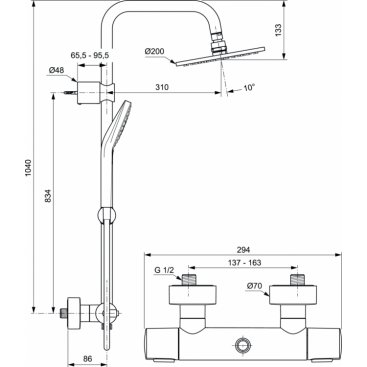 Душевая стойка Ideal Standard Idealrain Soft Evo A6983AA