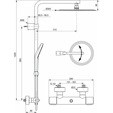 Душевая стойка Ideal Standard Idealrain Soft Evo A6984AA