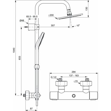 Душевая стойка Ideal Standard Idealrain Cube Evo A6985AA