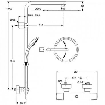 Душевая стойка Ideal Standard Idealrain Luxe A6246AA