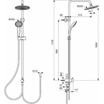 Душевая стойка Ideal Standard Idealrain BC747XG